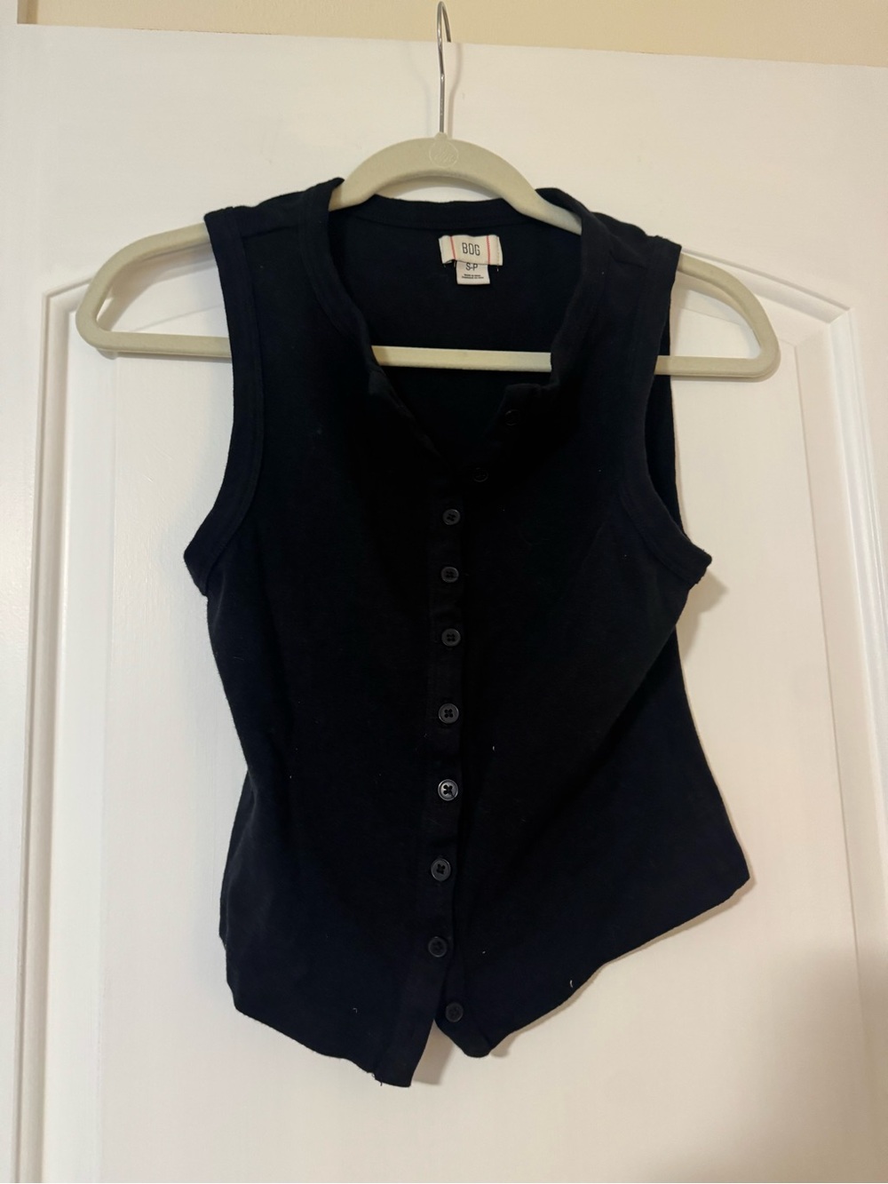 BDG Black Sleeveless Button-Front Tank Top